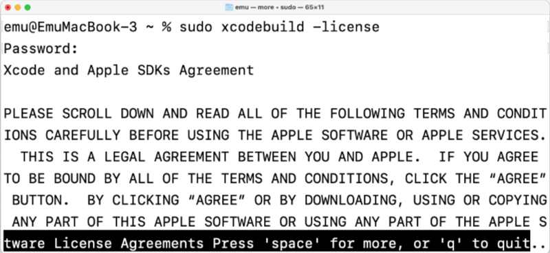 xcode license